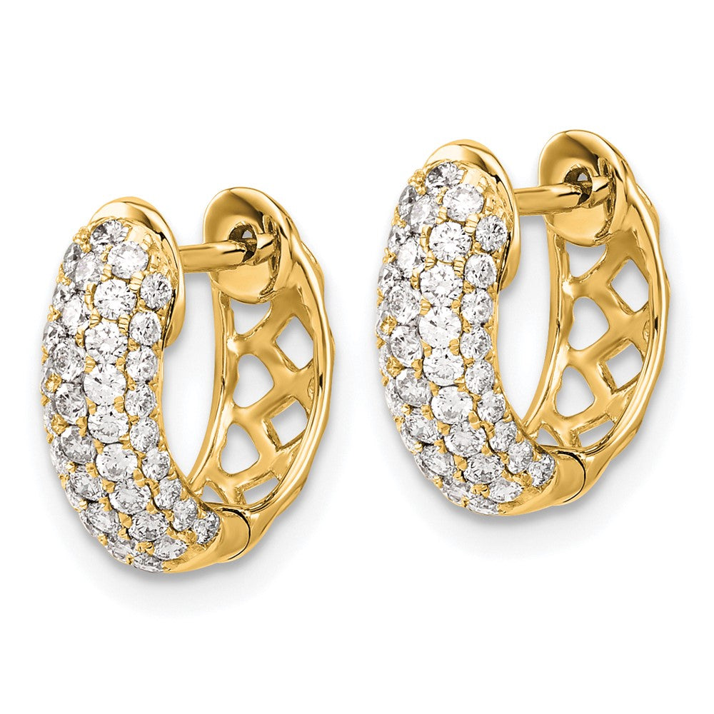 Buy Stylish 10K Gold Diamond-Accented Hinged Hoop Earrings - Affordable Luxury
