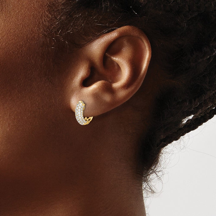 Buy Stylish 10K Gold Diamond-Accented Hinged Hoop Earrings - Affordable Luxury-3