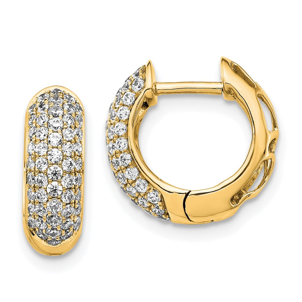 Buy Stylish 10K Gold Diamond-Accented Hinged Hoop Earrings - Affordable Luxury
