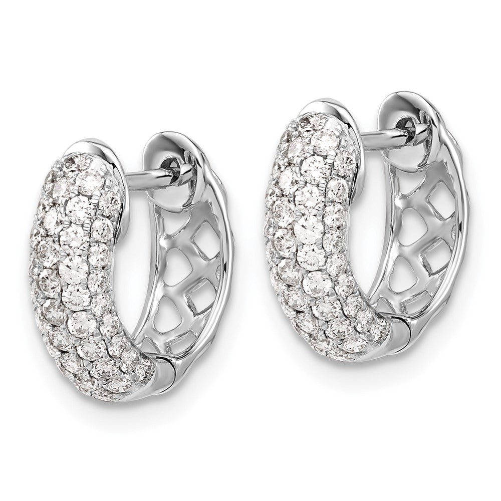 Shop Stylish 14K White Gold Diamond-Accented Hinged Hoop Earrings 1.5"