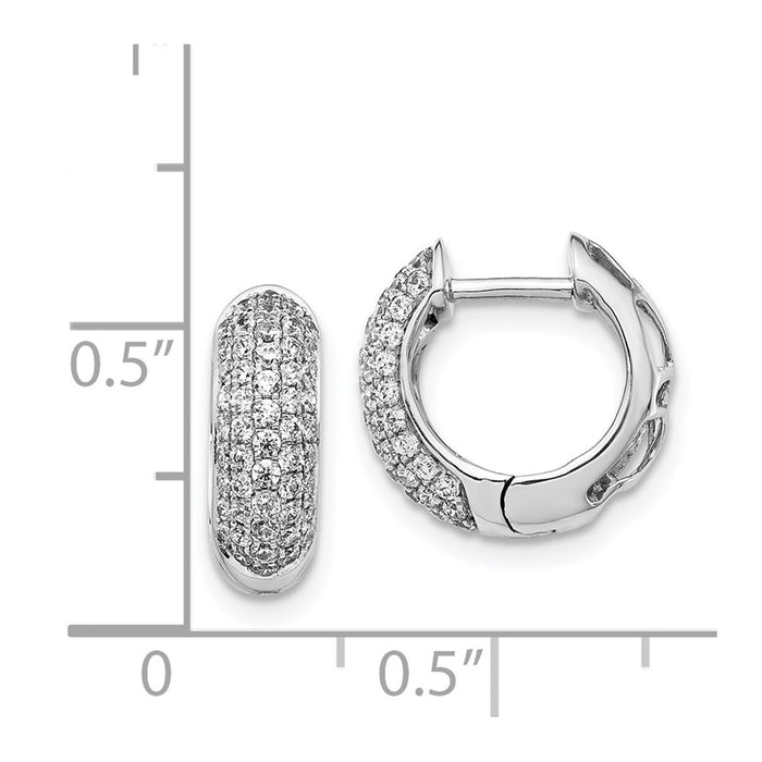 Shop Stylish 14K White Gold Diamond-Accented Hinged Hoop Earrings 1.5"-4