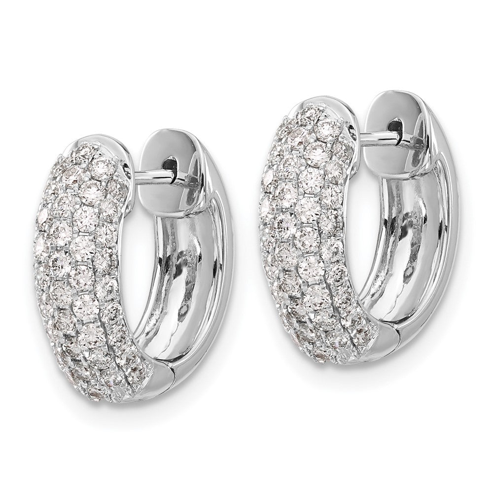 Shop Stylish 14K White Gold Diamond-Accented Hinged Hoop Earrings, 1.5"