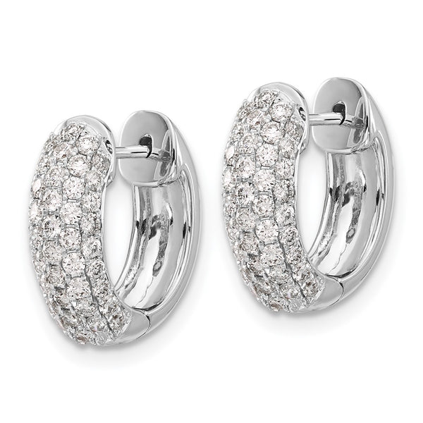 14K White Gold Diamond-Accented Hinged Hoop Earrings, 1.5" - Style GR1-1021078