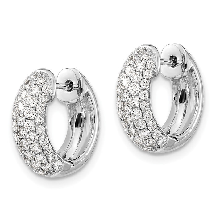 Exclusive 14K White Gold Diamond-Accented Hoop Earrings - Stylish Value!-2