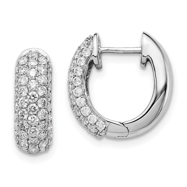 14K White Gold Diamond-Accented Hoop Earrings - Style GR1-1021153