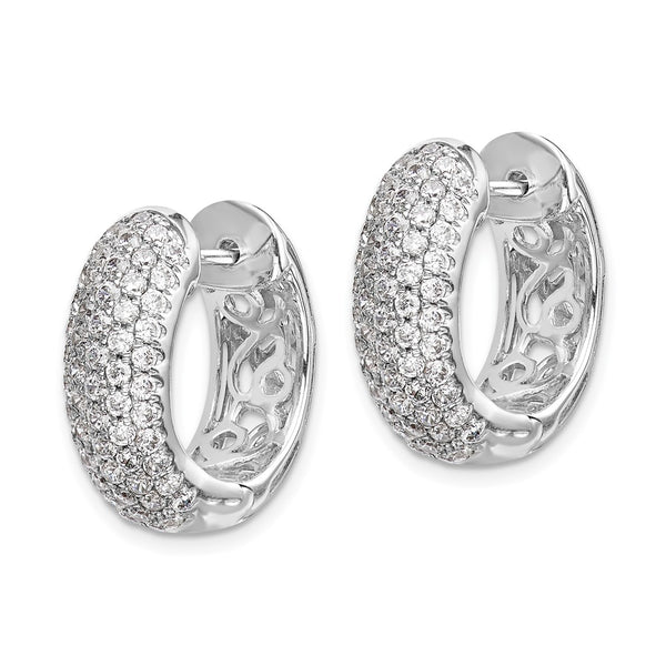 Shop Exclusive 14K White Gold Diamond-Accented Hinged Hoop Earrings, Stylish!