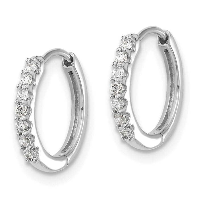 Shop Stylish 10K White Gold Diamond-Accented Hinged Hoop Earrings, 1.5"-2