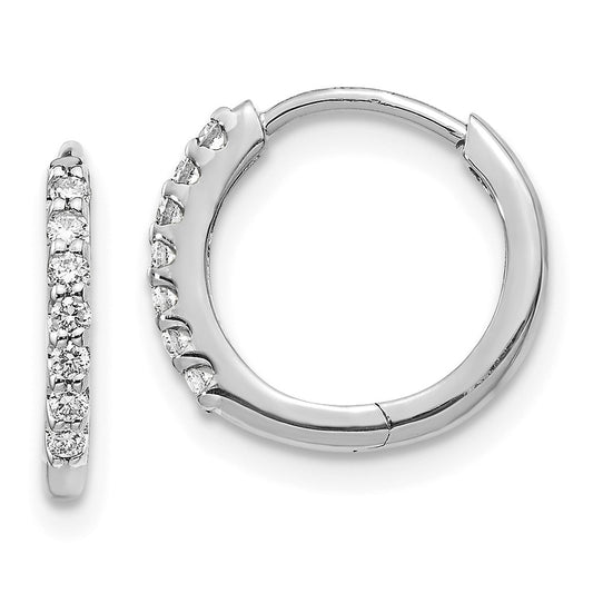 Shop Stylish 10K White Gold Diamond-Accented Hinged Hoop Earrings, 1.5"