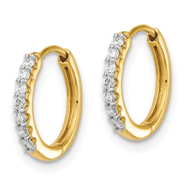 14K Gold Diamond-Studded Hinged Hoop Earrings - Style GR1-1002998