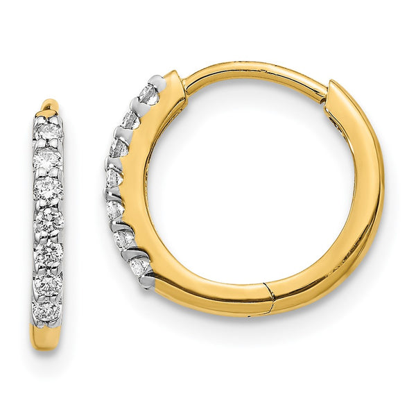14K Gold Diamond-Studded Hinged Hoop Earrings - Style GR1-1002998