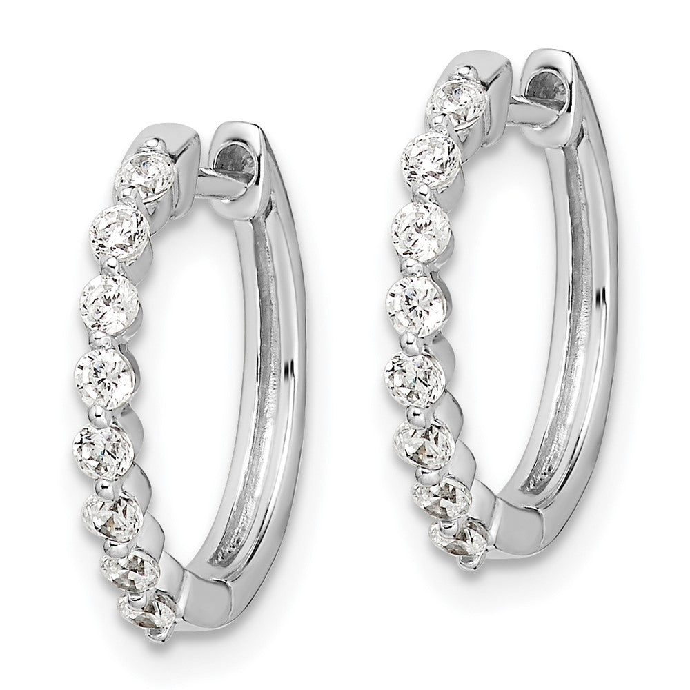 Shop Stylish 14K White Gold Diamond-Accented Hinged Hoop Earrings - 1.5"