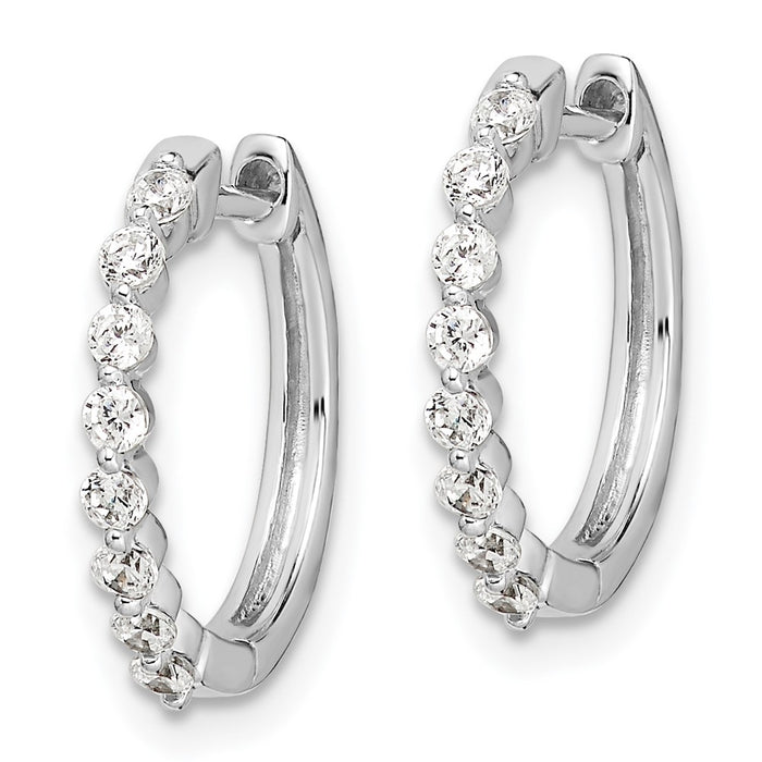 Shop Stylish 14K White Gold Diamond-Accented Hinged Hoop Earrings - 1.5"-2