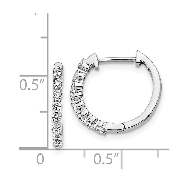 Shop Stylish 14K White Gold Diamond-Accented Hinged Hoop Earrings - 1.5"-4