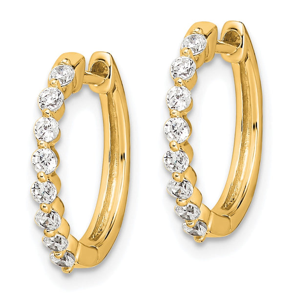 14K Gold Diamond-Accented Hinged Hoop Earrings - Style GR1-1021083