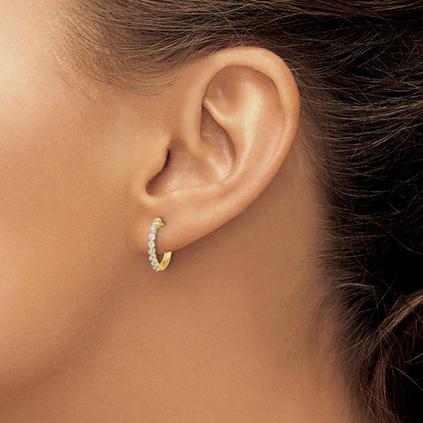 14K Gold Hinged Hoop Earrings - 1/3 Carat Lab-Grown Diamonds