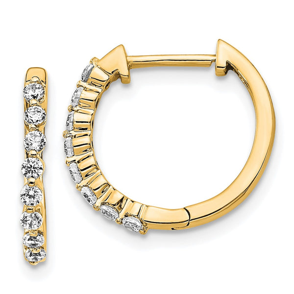 14K Gold Hinged Hoop Earrings - 1/3 Carat Lab-Grown Diamonds