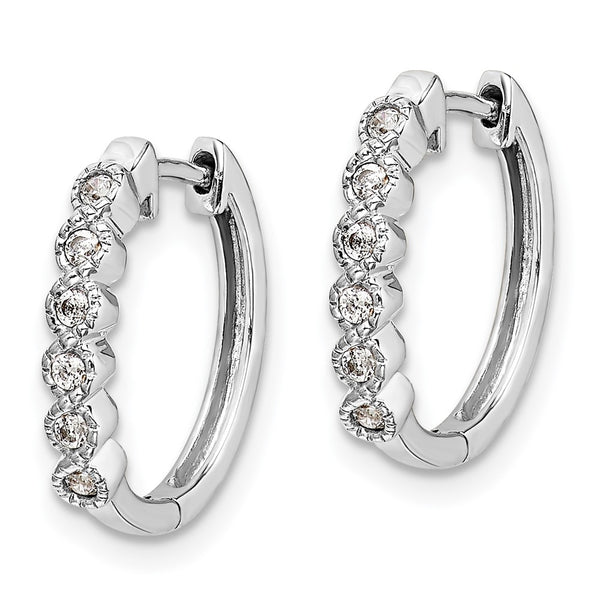 14K White Gold Hinged Hoop Earrings - 1/8 Carat Lab-Grown Diamonds