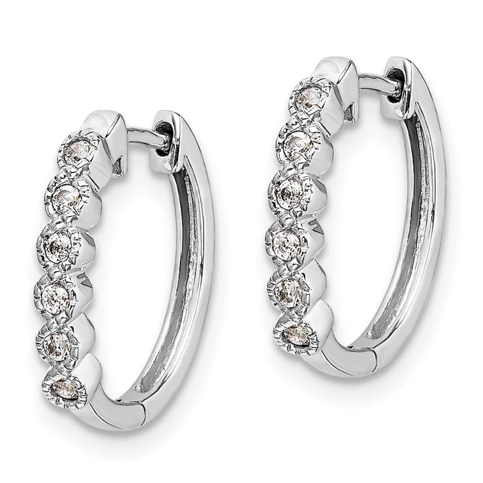 Shop 14K White Gold Diamond-Accented Hinged Hoop Earrings - Stylish Luxury Value-2