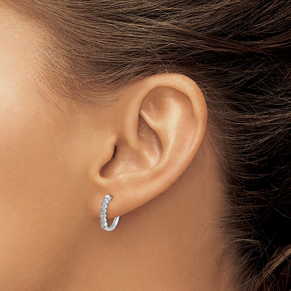 Shop 14K White Gold Diamond-Accented Hinged Hoop Earrings - Stylish Luxury Value