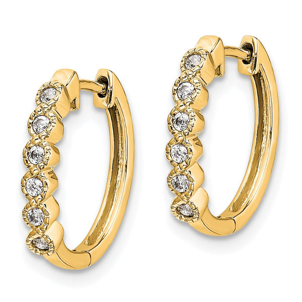 14K Gold Diamond-Accented Hinged Hoop Earrings - 1.5" - Style GR1-1016805