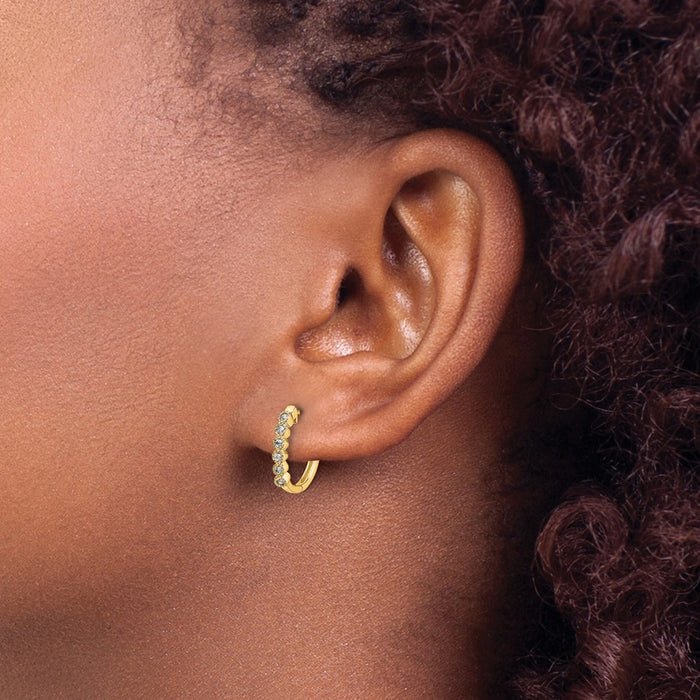 Shop Stylish 14K Gold Diamond-Accented Hinged Hoop Earrings - 1.5" Luxury Design-3