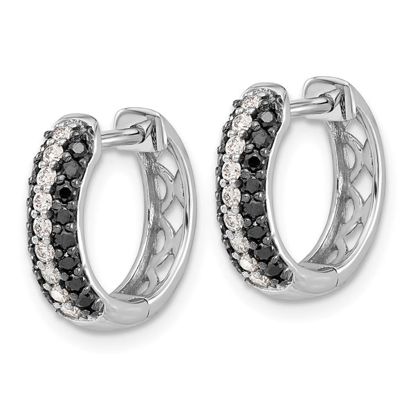 10K White Gold Hinged Hoop Earrings with Diamonds - Style GR1-1003003