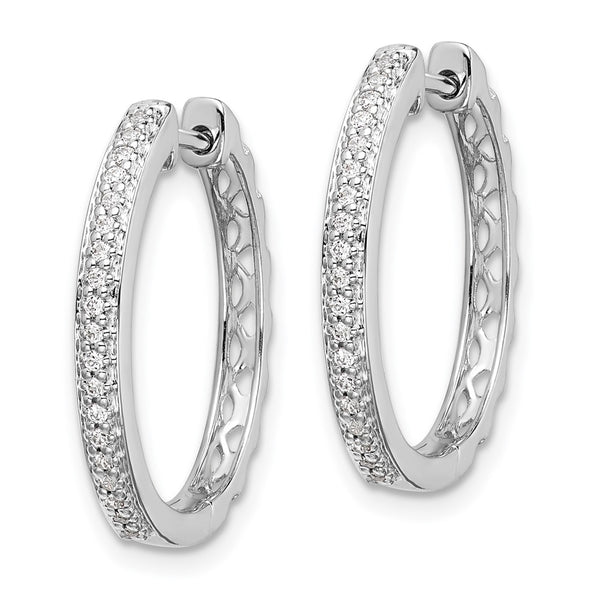 14K White Gold 2mm Diamond Hinged Hoop Earrings