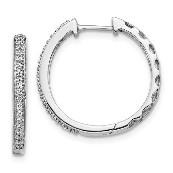14K White Gold 2mm Diamond Hinged Hoop Earrings