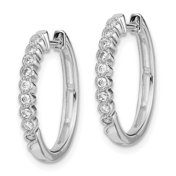 14K White Gold Hinged Hoop Earrings - 1/4 Carat Lab-Grown Diamond - Style GR1-1016814