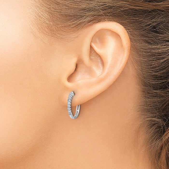 Shop Polished Diamond Hinged Hoop Earrings in 14K White Gold - Stylish Design-3
