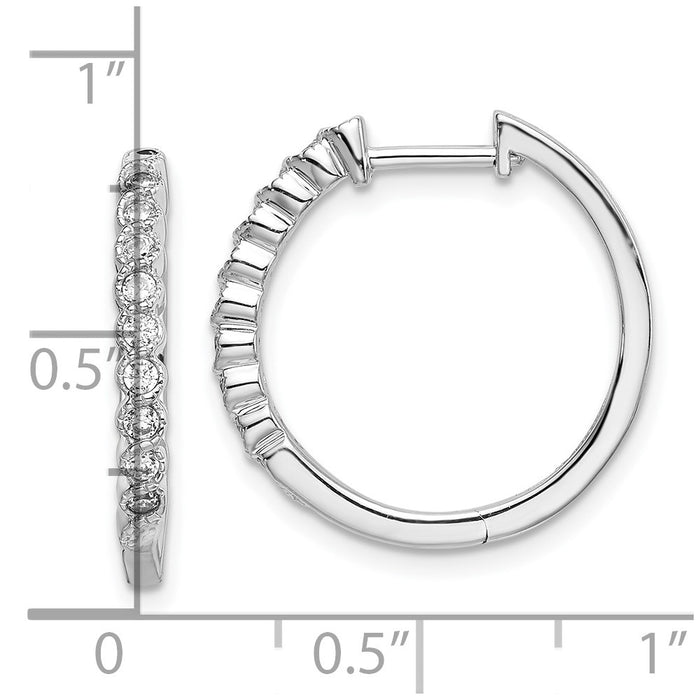 Shop Polished Diamond Hinged Hoop Earrings in 14K White Gold - Stylish Design-4
