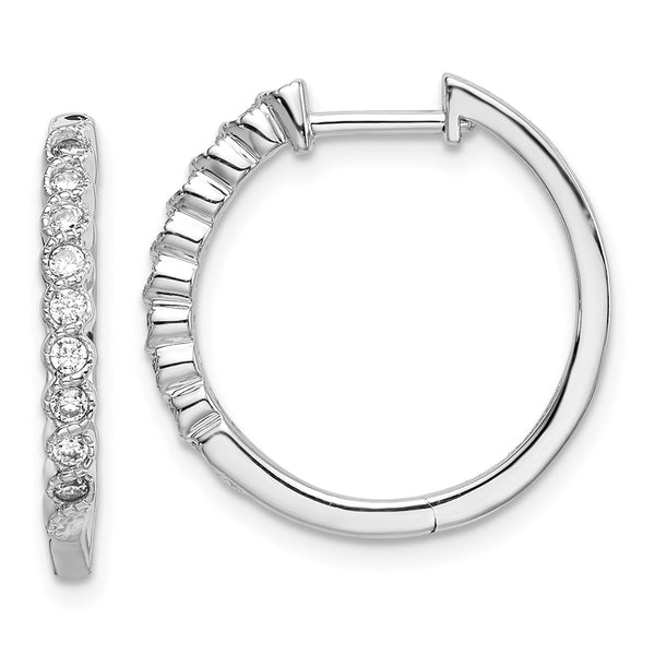 14K White Gold Hinged Hoop Earrings - 1/4 Carat Lab-Grown Diamond - Style GR1-1016814