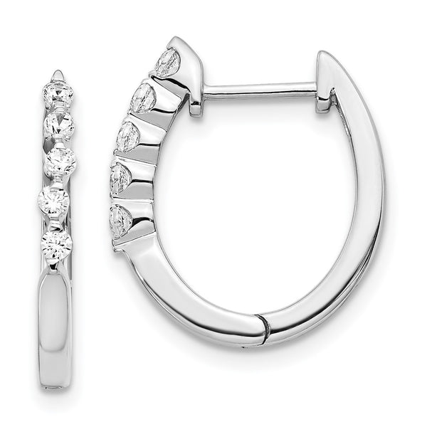 14K White Gold Diamond-Accented Hinged Hoop Earrings - Style GR1-1021224