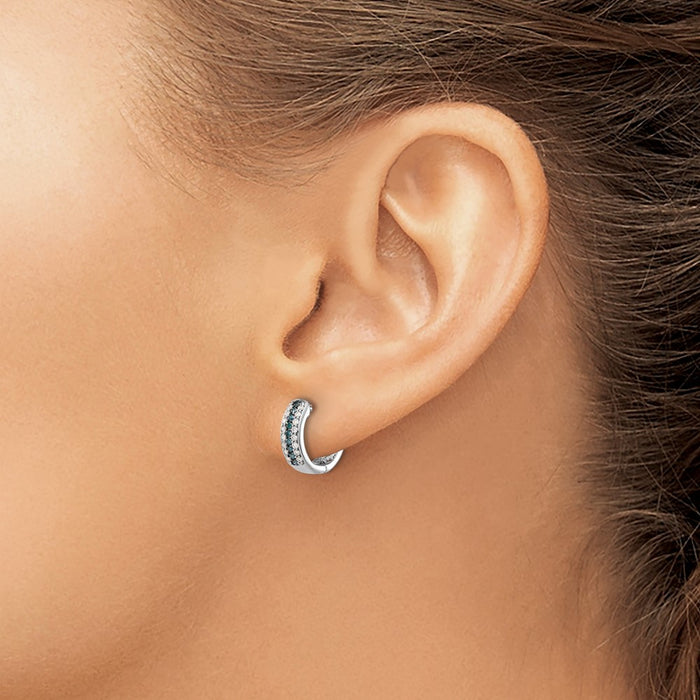 Buy Exclusive 14K White Gold Hinged Hoop Earrings with Blue & White Diamonds-3