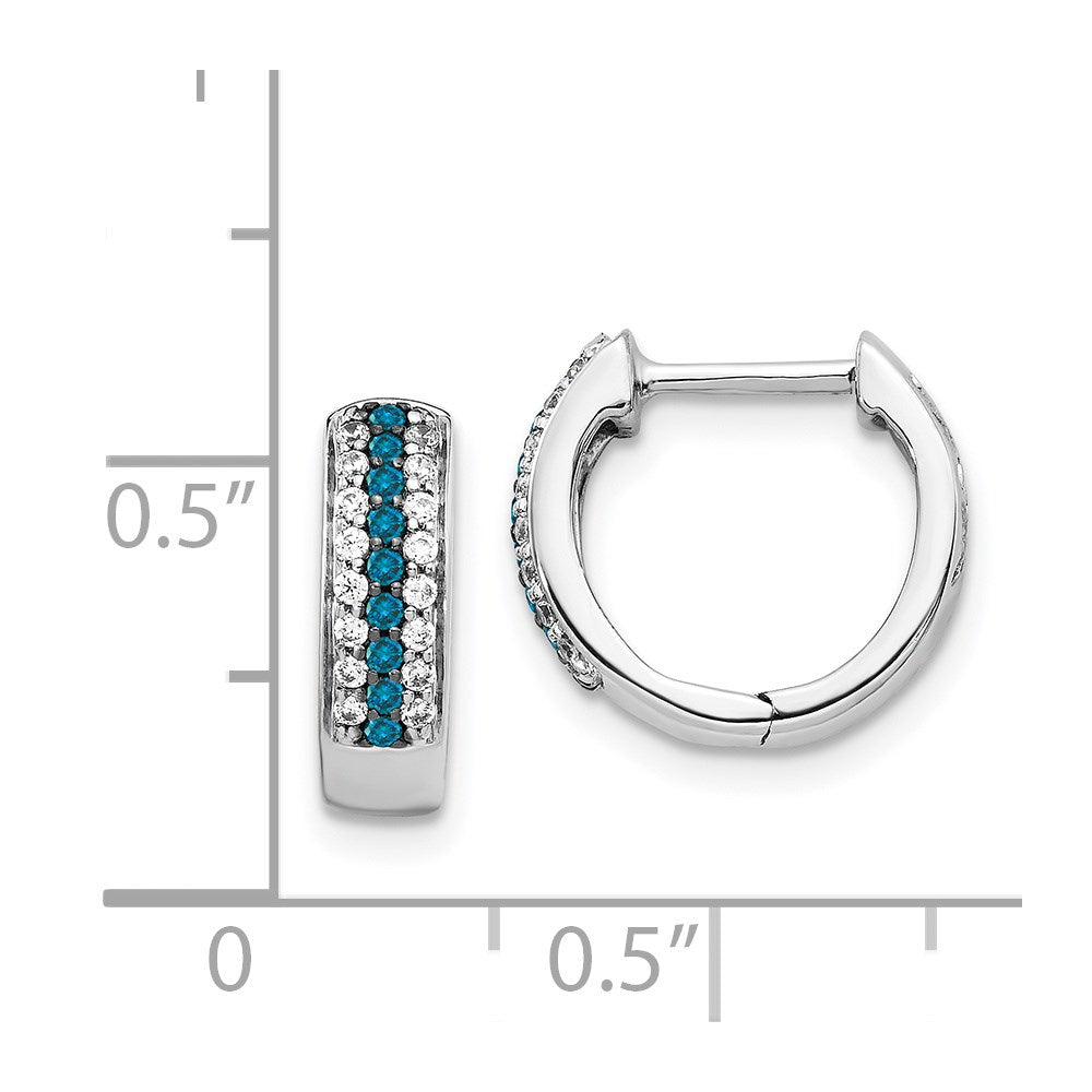 Buy Exclusive 14K White Gold Hinged Hoop Earrings with Blue & White Diamonds