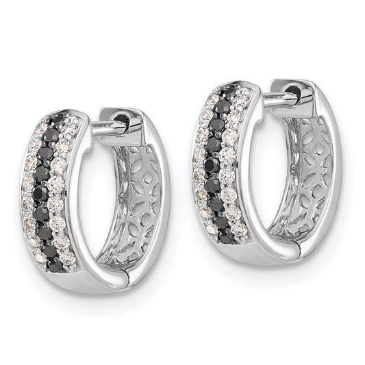 Shop Exclusive 14k White Gold Hinged Hoop Earrings with Black & White Diamonds