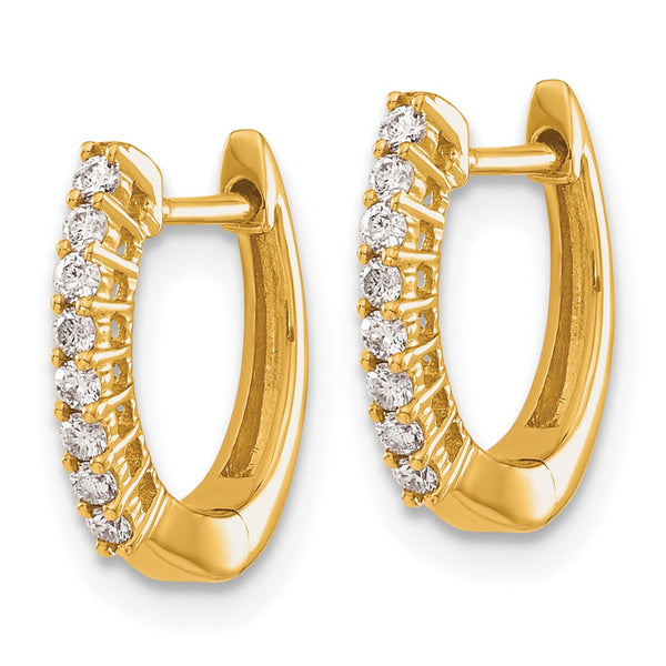14K Gold Diamond-Studded Hinged Hoop Earrings - Style GR1-1016826