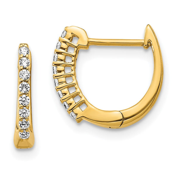 14K Gold Diamond-Studded Hinged Hoop Earrings - Style GR1-1016826