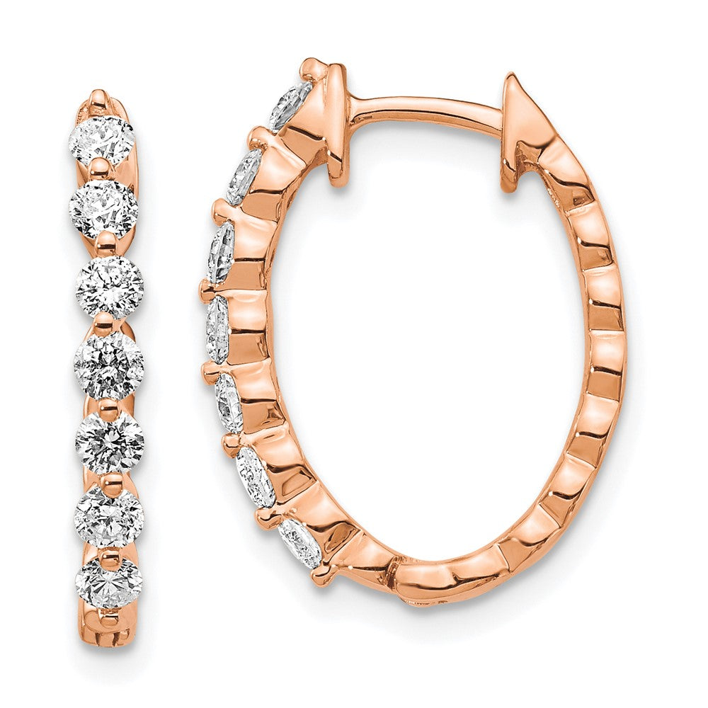 Shop Stylish 14K Rose Gold AA Diamond Hinge Hoop Earrings - 1.5" Luxury Design