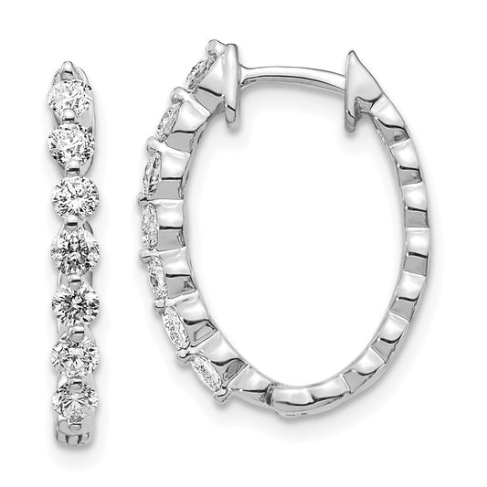 Buy Stylish 14K White Gold AA Diamond Hinge Hoop Earrings - Luxury Design