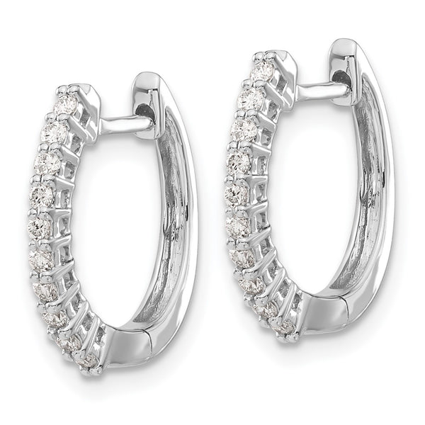 14K White Gold Diamond-Accented Hinged Hoop Earrings - Style GR1-1021045