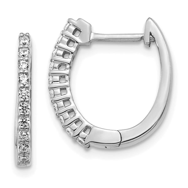 14K White Gold Hinged Hoop Earrings - 1/4 Carat Lab-Grown Diamonds - Style GR1-1016839