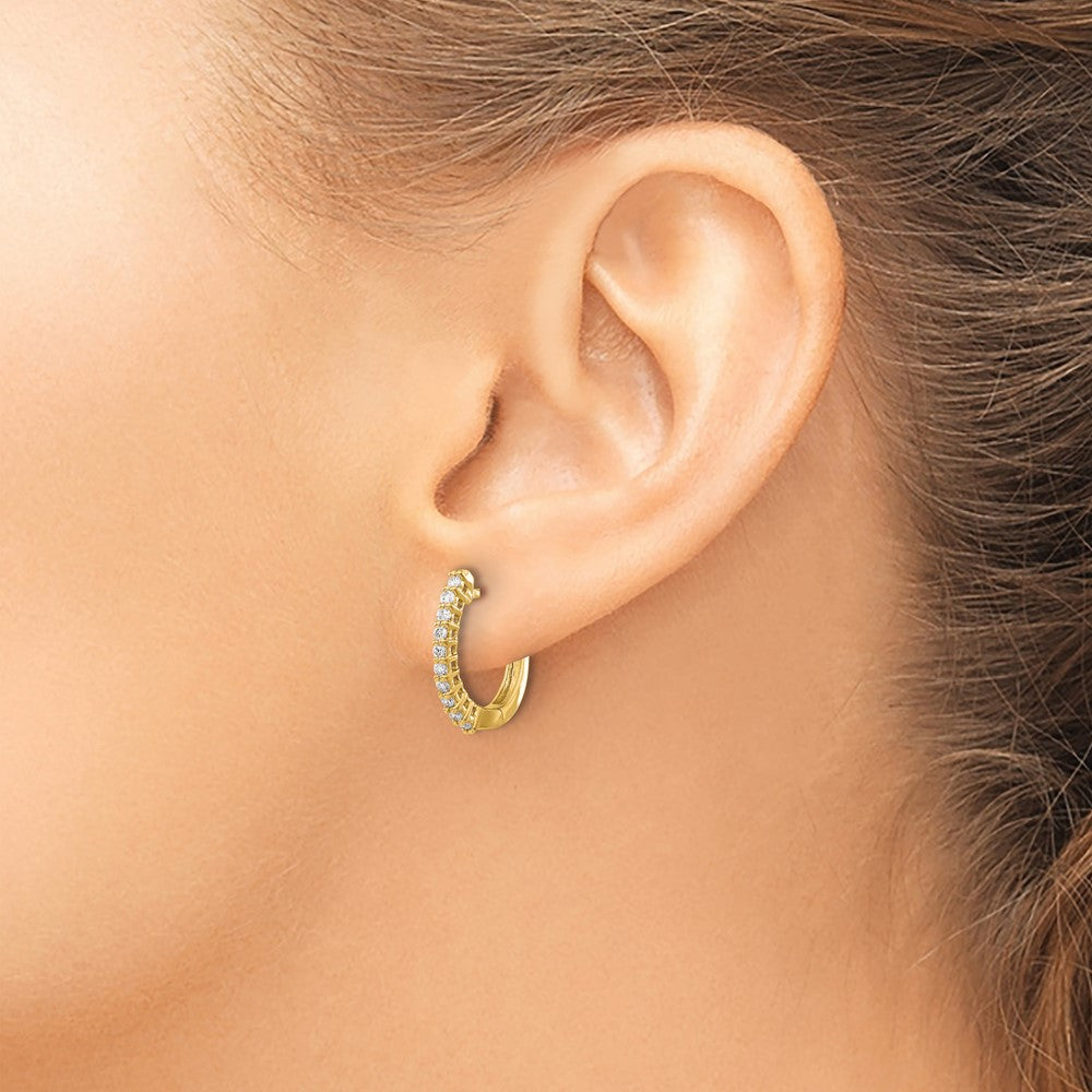 Shop Stylish 14K Gold Diamond-Accented Hinged Hoop Earrings - 20mm, 2g
