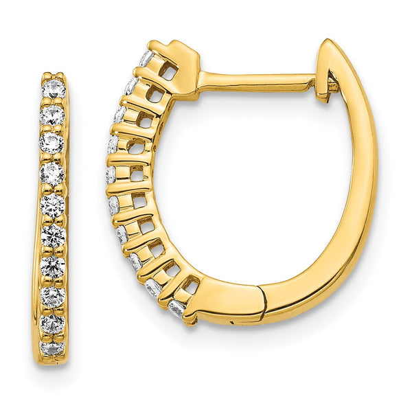 14K Gold Diamond-Accented Hinged Hoop Earrings - 20mm, 2g