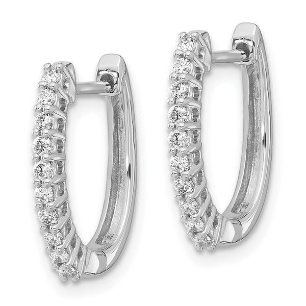 14K White Gold Hinged Hoop Earrings - 1/3 Carat Lab-Grown Diamond