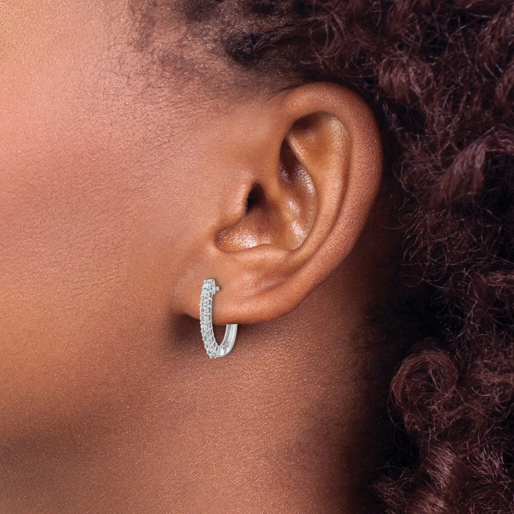 Shop Exclusive 14K White Gold Hinged Hoop Earrings - 1/3 Carat Lab-Grown Diamond