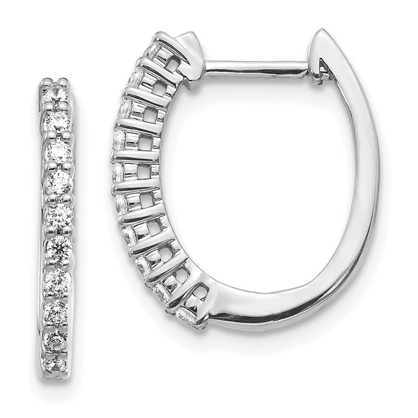 14K White Gold Hinged Hoop Earrings - 1/3 Carat Lab-Grown Diamond