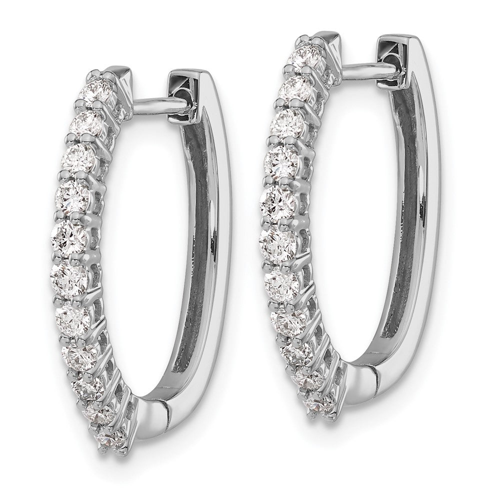 Shop Stylish 14K White Gold Diamond-Accented Hinged Hoop Earrings, 1.5