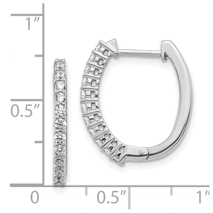 Shop Stylish 14K White Gold Diamond-Accented Hinged Hoop Earrings, 1.5-4