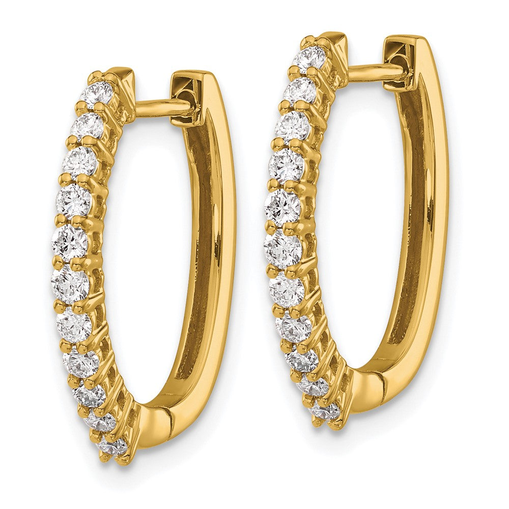 Buy Stylish 14K Gold Diamond-Accented Hinged Hoop Earrings - 1.2" Long